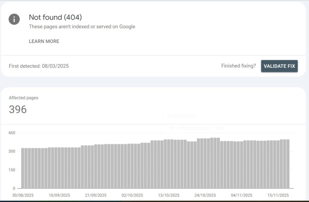 google search console 404